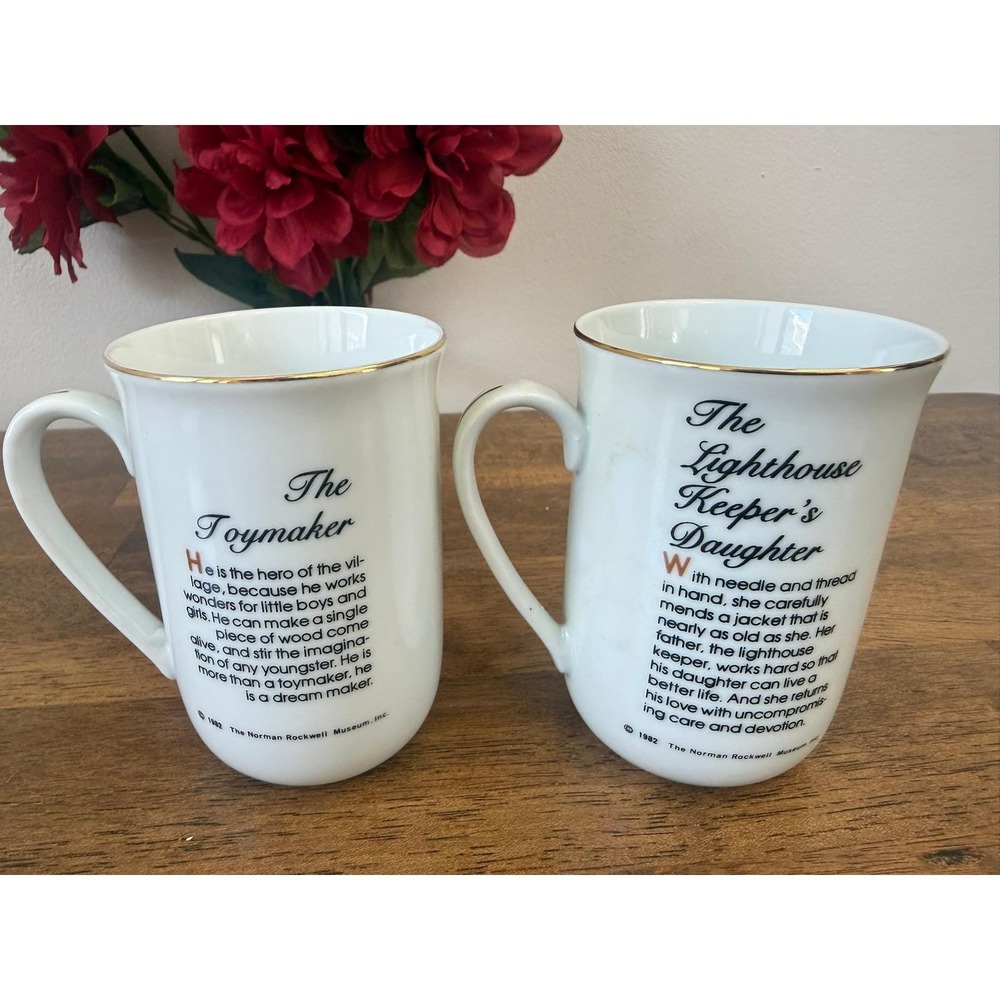 Norman Rockwell Collector Porcelain Mug‎ Set Vintage 1982 Rockwell Museum Boxed - Picture 10 of 14